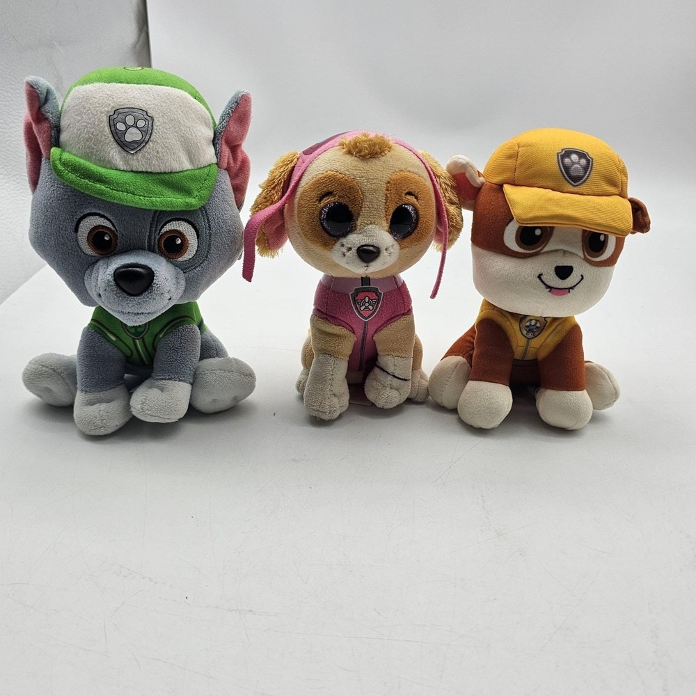 Ty Paw Patrol Rocky Skye Rubble Dog Plush Stuffed Toys Small Multicolor Lot‎ 3